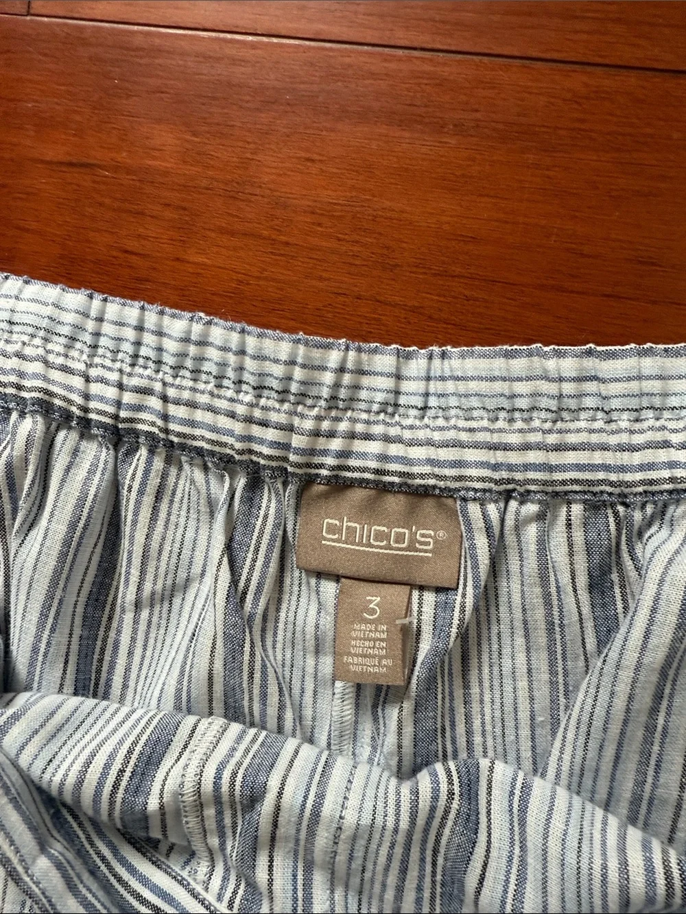 Women Light Blue & White Stripe Casual Pants